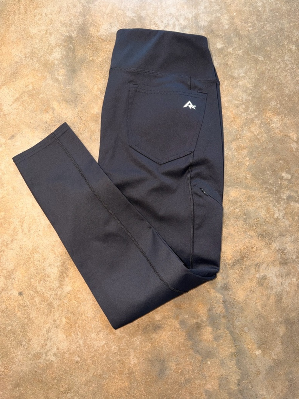 Black High Waisted Leggings Womens Side Pocket Athletic Workout Pants - Size M
